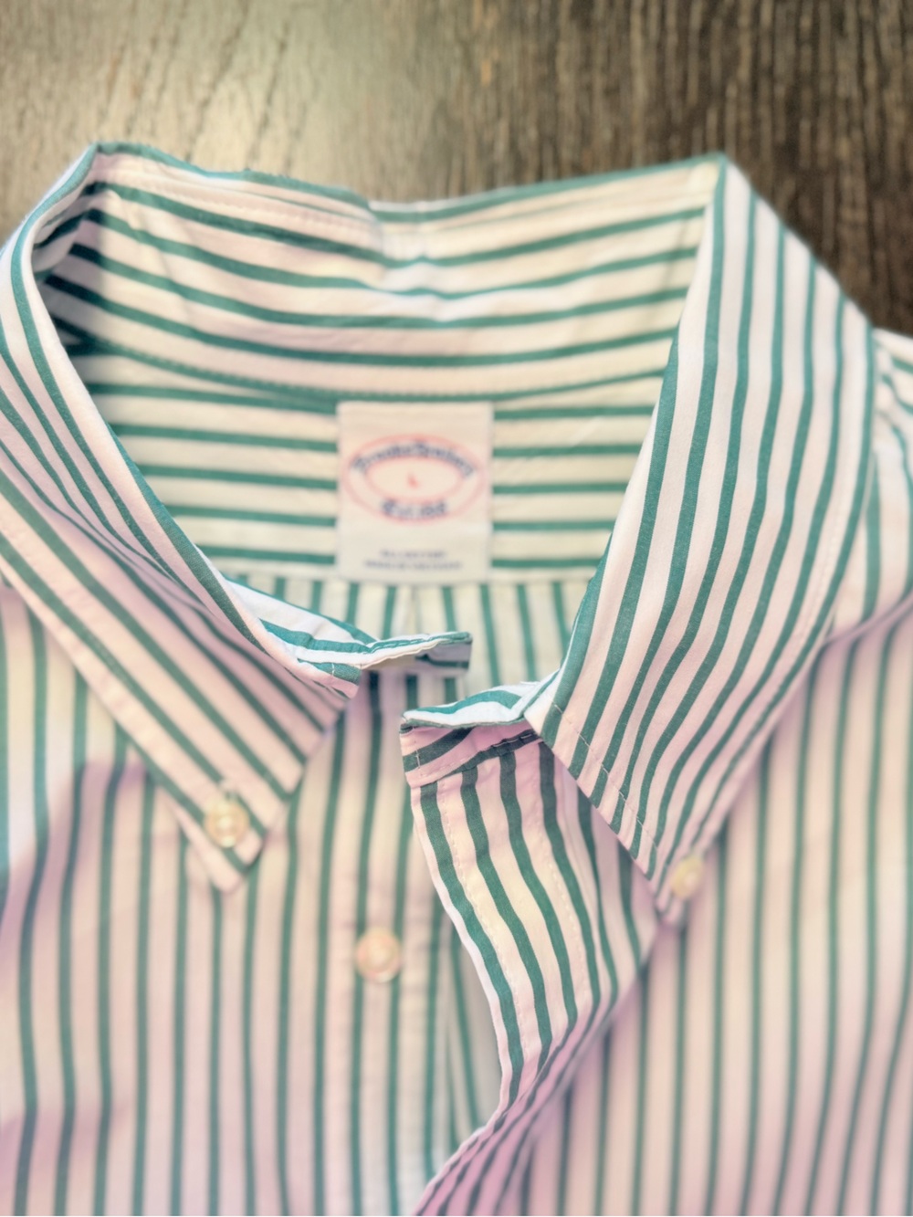 Brooks Brothers Friday Shirt Men's L Green White Stripe Button-Down - Picture 11 of 11